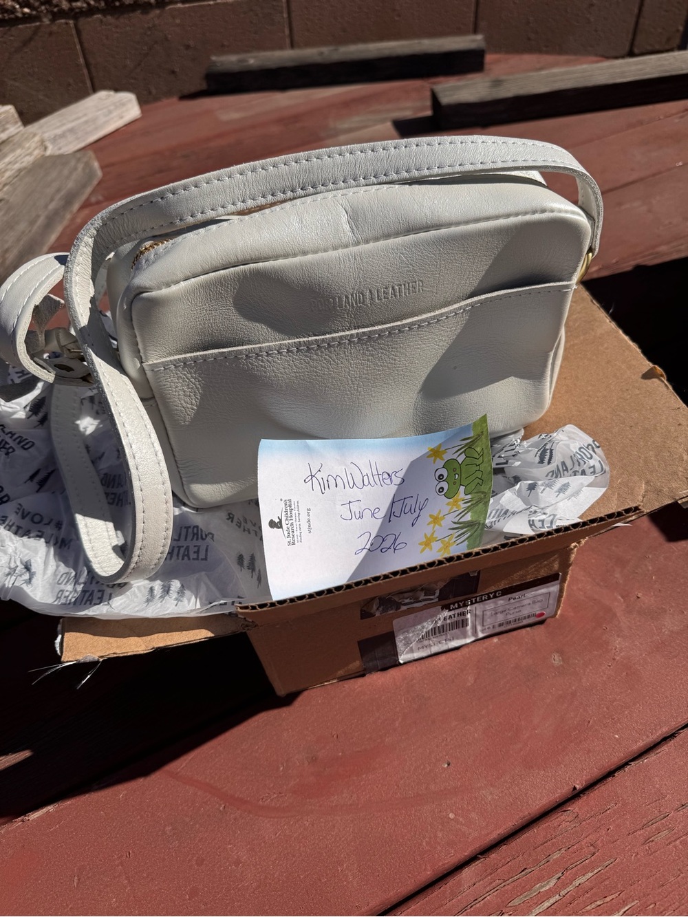 Portland leather goods White Leather Crossbody large camera bag.